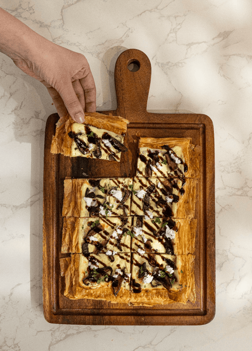 Puff Pizza - Shitake, Goat Cheese, Balsamic Glaze